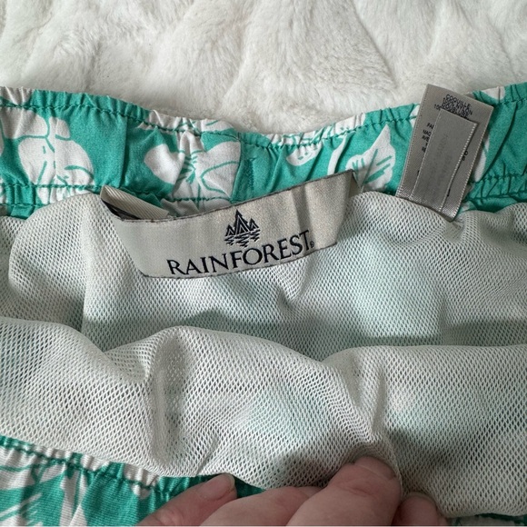 RAINFOREST turquoise Turtle Men's Swim Trunks Lined Pockets Tie Front Size Small - Picture 3 of 9